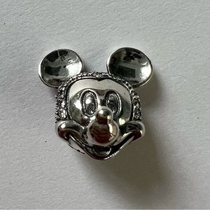 Disney Pandora Charm Mickey Mouse Clip Rhinestone Crystal Sterling Silver 925